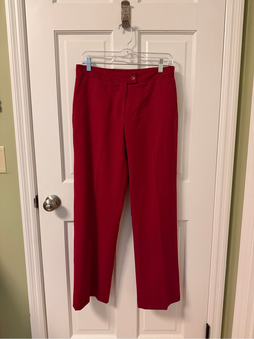 Harve Benard Red Straight-Leg women’s 100% wool Dress Pants